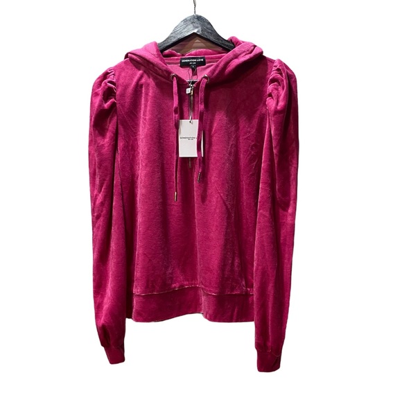 Generation Love Primrose Velour Hoodie Hot Pink NEW NWT SMALL Reg $165 - Picture 4 of 5